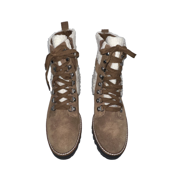 Steve Madden Shoes Womens Sz 9M Brown Suede Faux Fur Buckle Lacie Ankle Boots - Picture 3 of 8